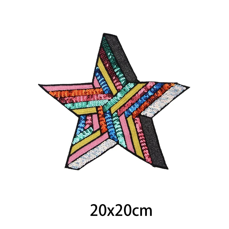 Микс блесток пятиконечная звезда Радуга Красочные Блестки вышитые патчи для