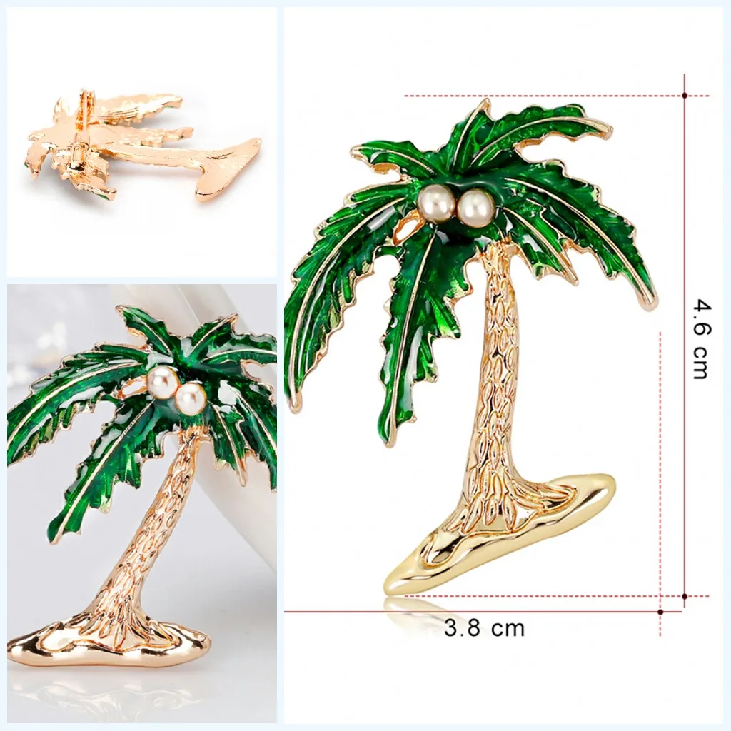 1 шт. женская брошь в виде кокосового дерева с эмалью|Броши| |