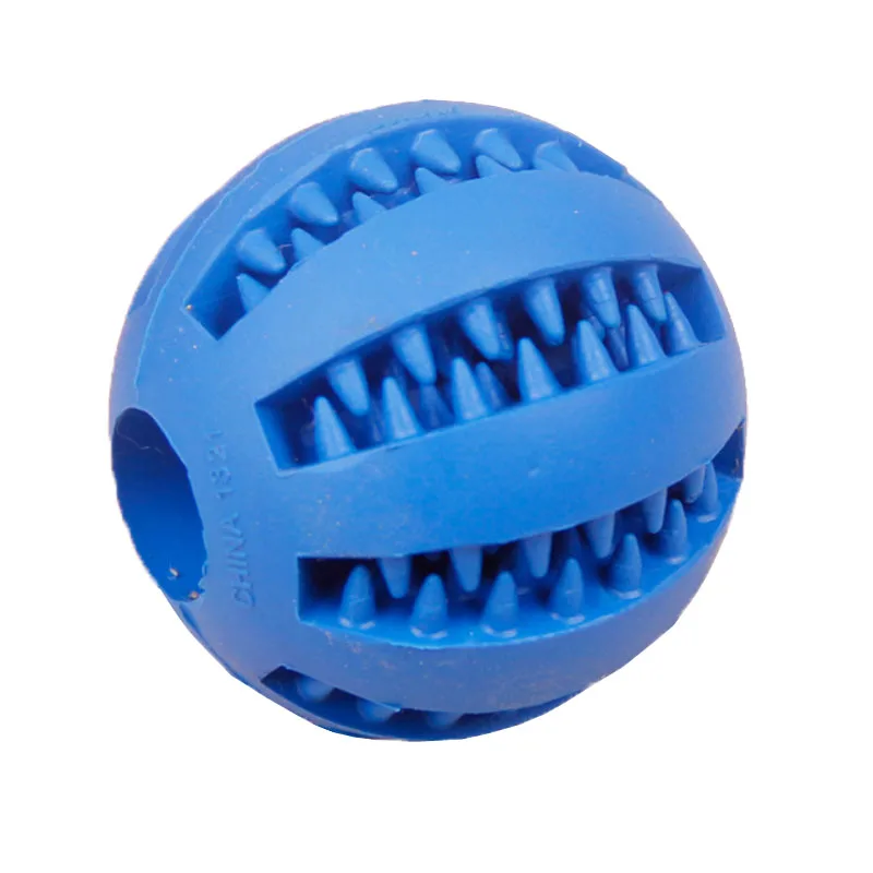 Ball blue Игрушка для собак интерактивные резиновые шарики для домашних животных собака кошка жевательные игрушки для щенков мяч зубы жевательные игрушки чистка зубов Шарики Пищевой светильник синий - Цвет: Ball blue