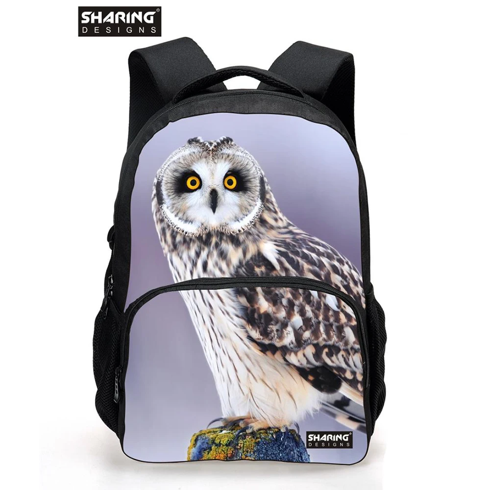3D печать животных женская школьная сумка Голова Совы ноутбук школьный рюкзак для