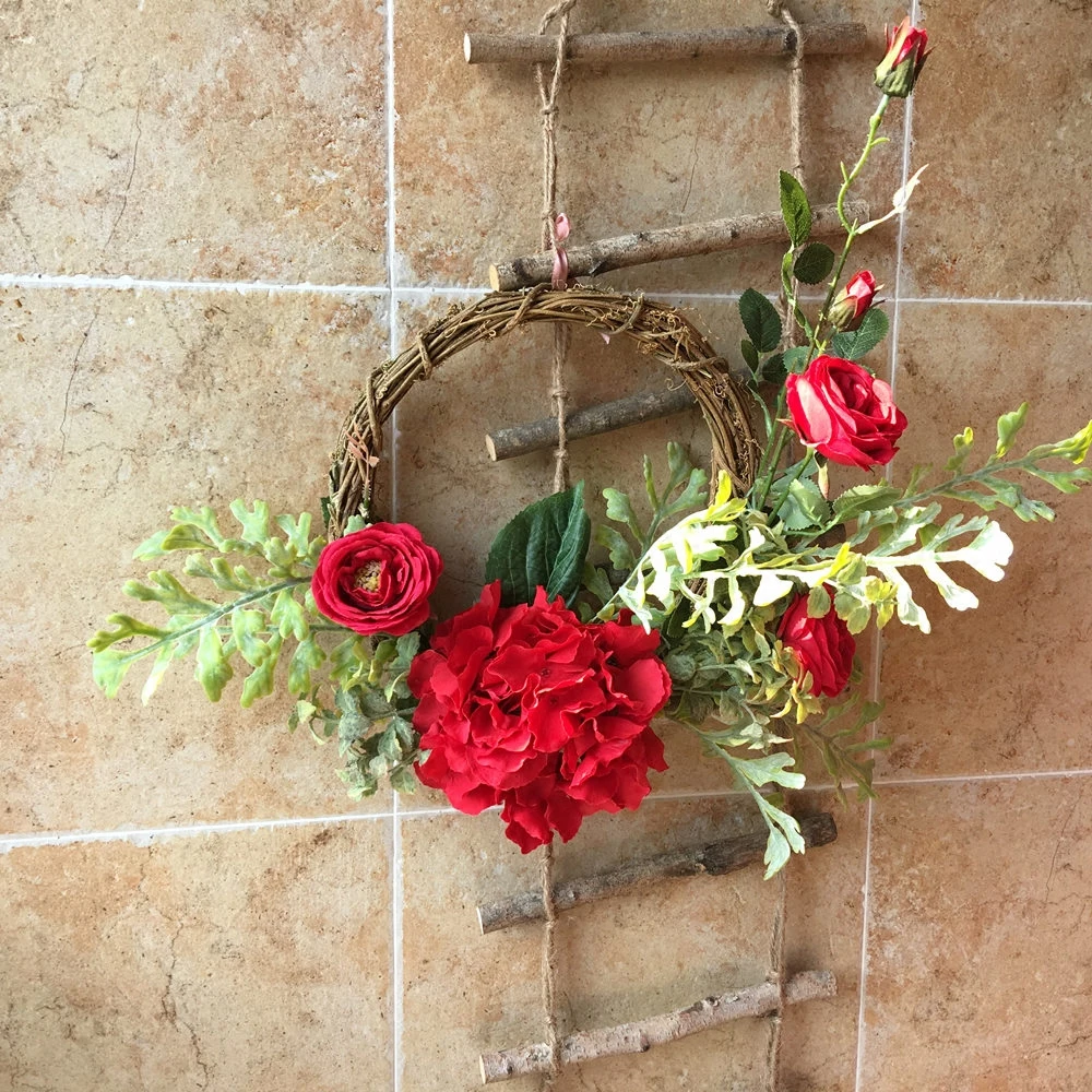 Цветочный Искусственные розы венок двери стене висит окна украшение фестиваль