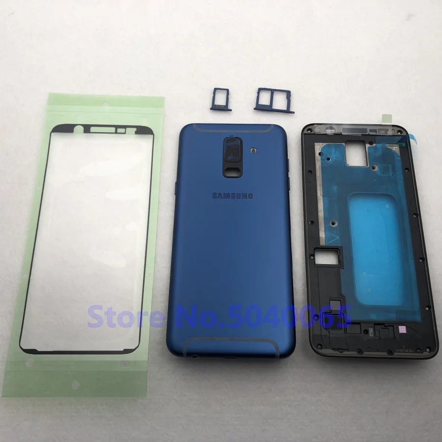 Задняя крышка батареи с кнопкой для samsung Galaxy A6 Plus A605 A600 A600F A605 A605 задняя дверь полный корпус A6 наклейка