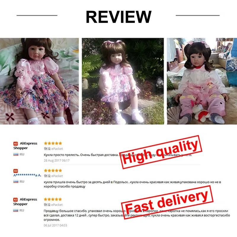 22'' Handmade Newborn Girl Doll Realistic Baby Doll Vinyl Princess Doll with Pink Clothes Kids Toy Birthday Gift for Girls