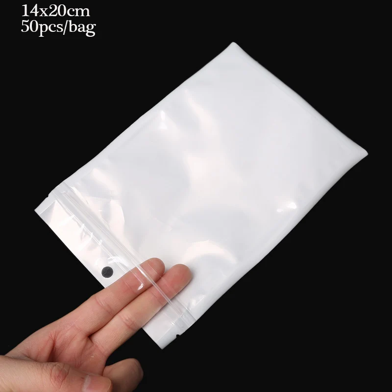 14x20mm 50pcs 50-100 шт, много размеров, белый прозрачный, самоуплотняющийся, на молнии, пластиковая, розничная упаковка, полиэтиленовый пакет, застежка-молния, посылка, отверстие для подвешивания - Цвет: 14x20mm 50pcs