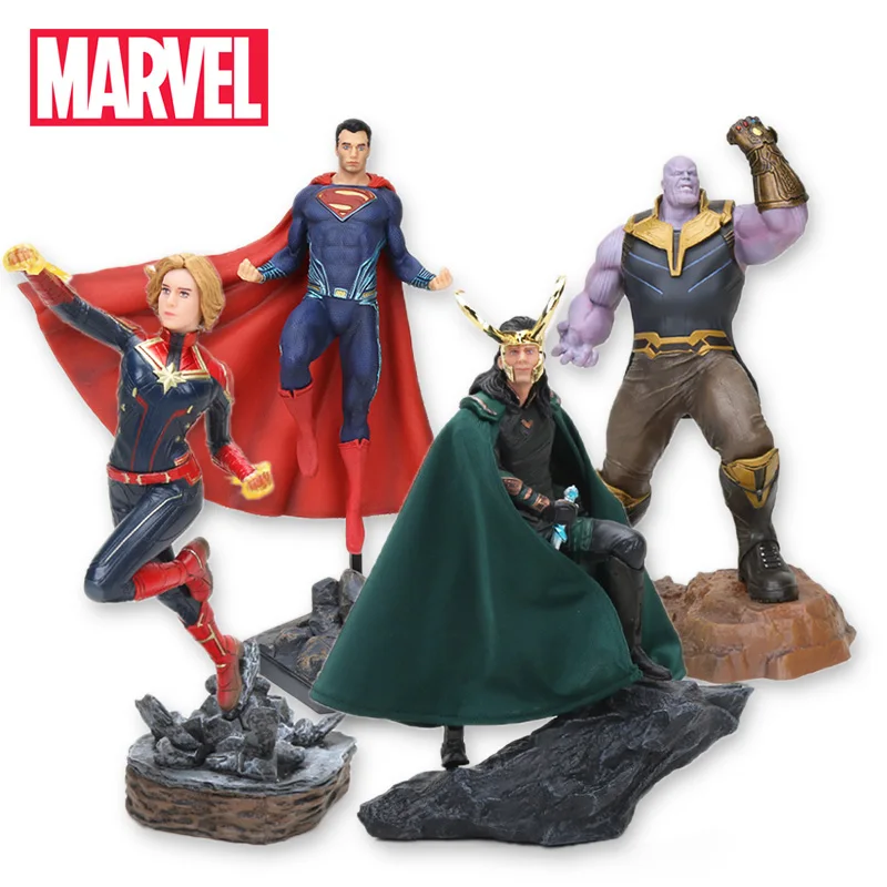 22-27 см игрушки Marvel Мстители 4 эндигра ПВХ Фигурки Локи танос Железный человек Человек-паук Danvers Марвел Капитан Коллекционная модель