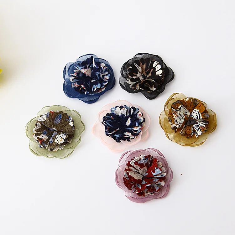

50pcs Soft burned Chiffon Hair Flower For Kids Girl Hair Accessories Craft Fabric Flowers For DIY Headband