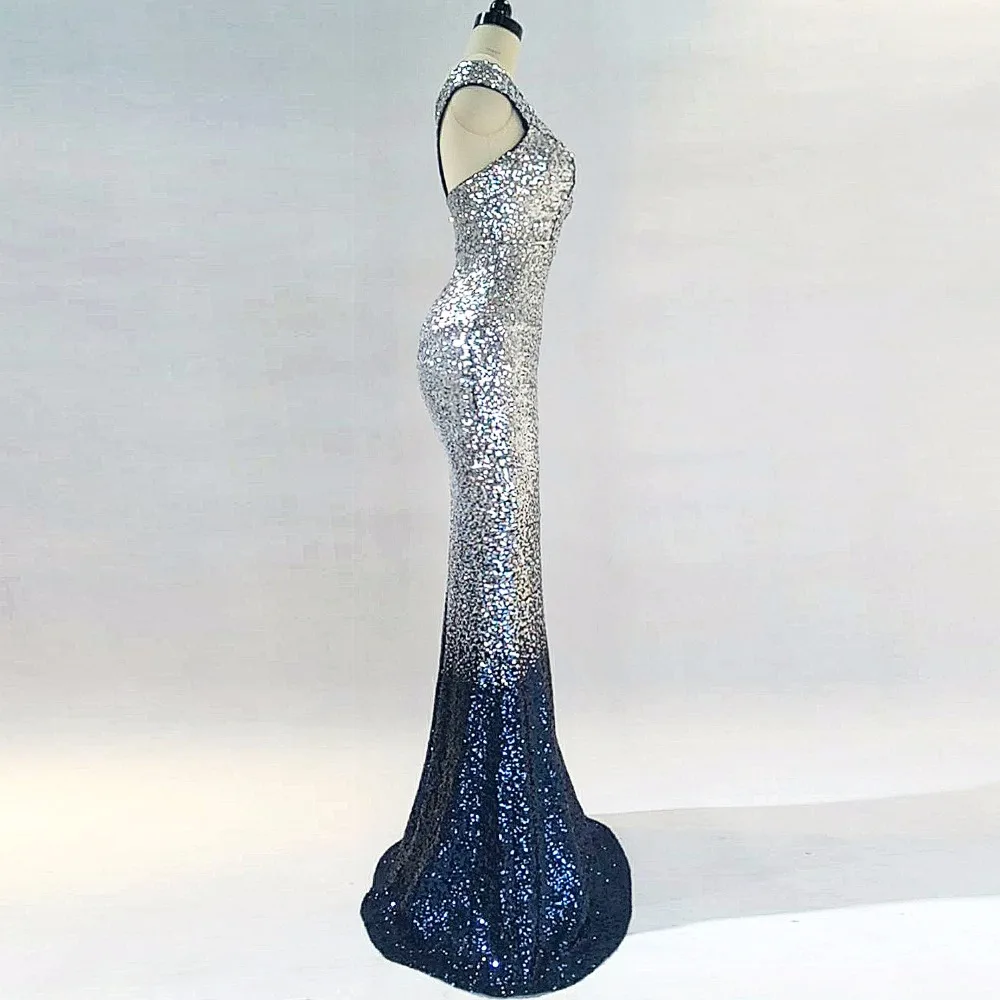 

Evening dresses CX SHINE Bling silver gold Gradient color mermaid trumpet sequin long prom party dresses robe de soiree Vestidos