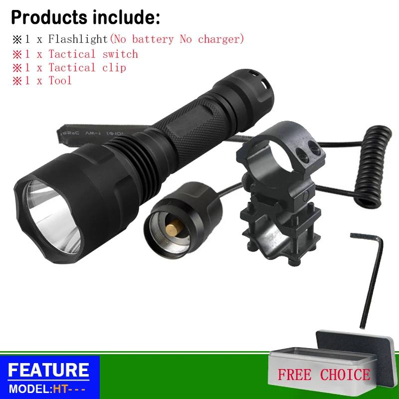 flashlight D Точечный светильник Охота вспышки светильник на расстоянии 1-5 Режим l2 светодиодный тактический вспышки светильник 18650 заряда водонепроницаемый фонарь для велосипеда светильник xml t6 Электрический фонарь - Испускаемый цвет: flashlight D