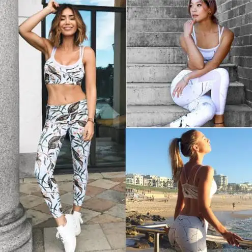 Женский комплект для фитнеса и йоги бюстгальтер штаны спортивный костюм бега