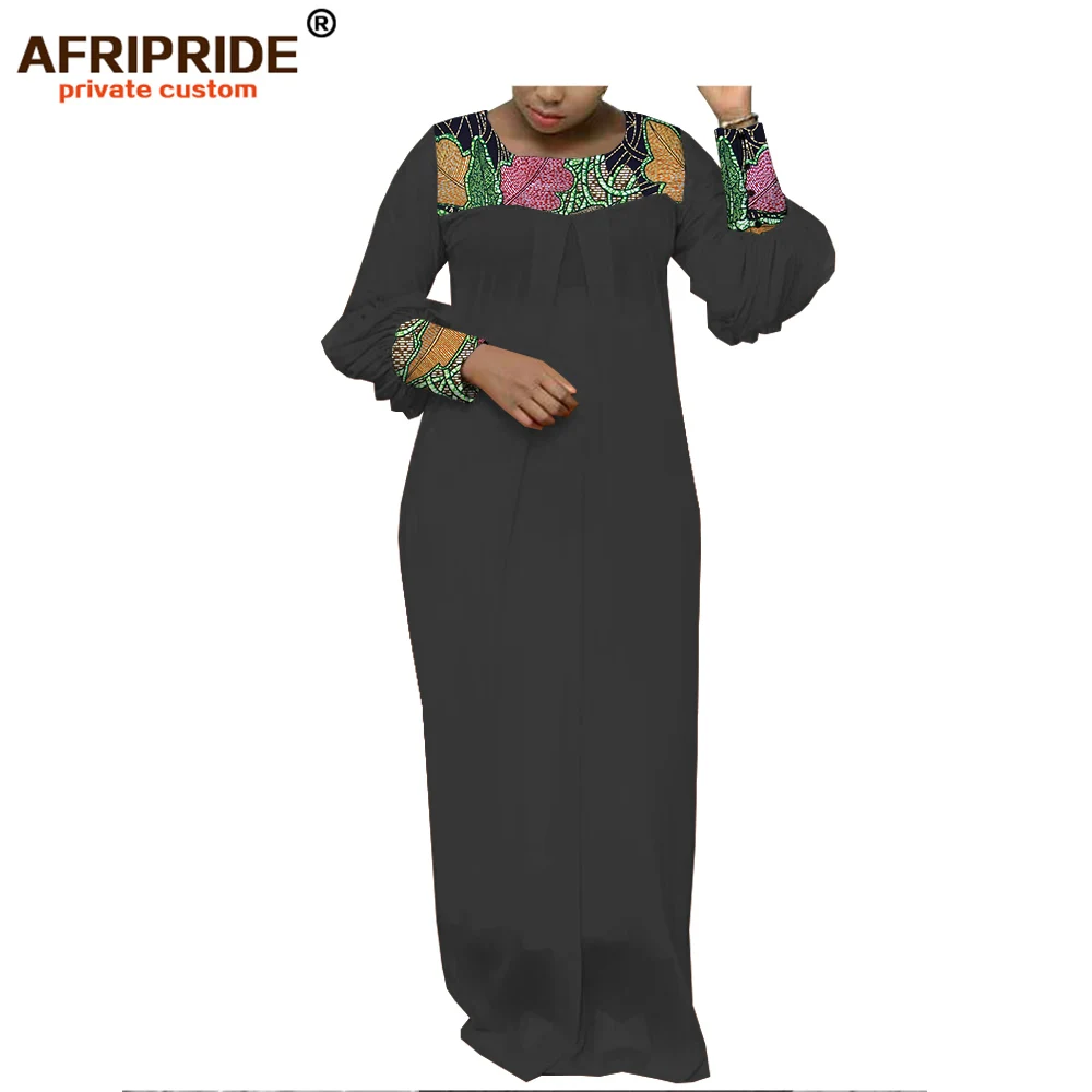Весеннее и осеннее Африканское женское платье AFRIPRIDE, изготовленное на заказ, длинный рукав, длина до пола, женское Хлопковое платье A1825095 - Цвет: 326J
