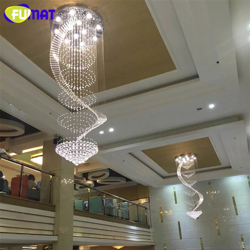 値段 FUMAT クリスタル天井ランプ UFO スパイラル DNA 花階段現代ヴィラシャンデリア照明調光器具モールライト