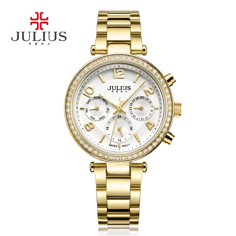 Новинка 2017 женские часы Автоматическая Дата 24 часа нержавеющая сталь