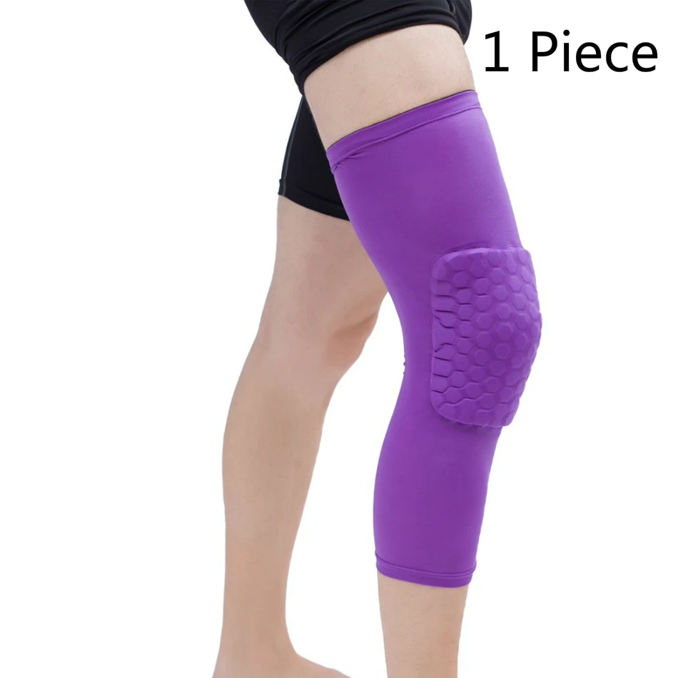 One Piece Purple Стоящий 1 шт. баскетбольные наколенники сотовые эластичные наколенники компрессионный фиксатор из пенопласта протектор коленной чашечки волейбольная поддержка - Цвет: One Piece Purple