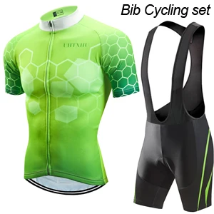 Bib Cycling Set Uhtxhu, одежда для велоспорта, мужская летняя велосипедная трикотажная одежда, дышащая одежда с коротким рукавом, набор для велоспорта/комплект/костюм - Цвет: Bib Cycling Set
