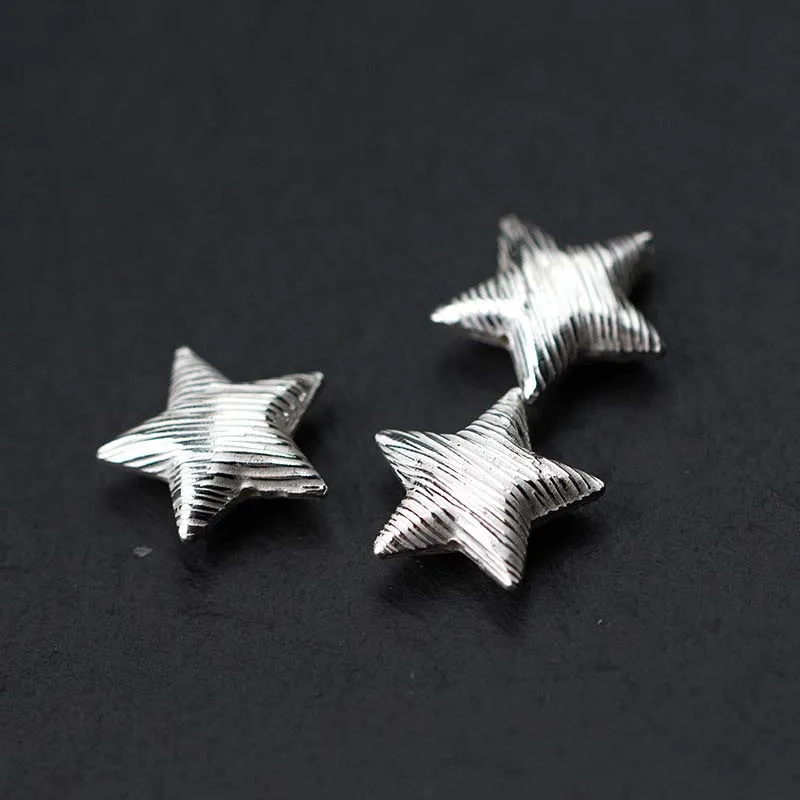 

925 Sterling Silver Handmade Star Charm Beads 16x16mm Silver Craft Decoration Spacer Beads Fit Bracelets Earrings DIY Jewelry