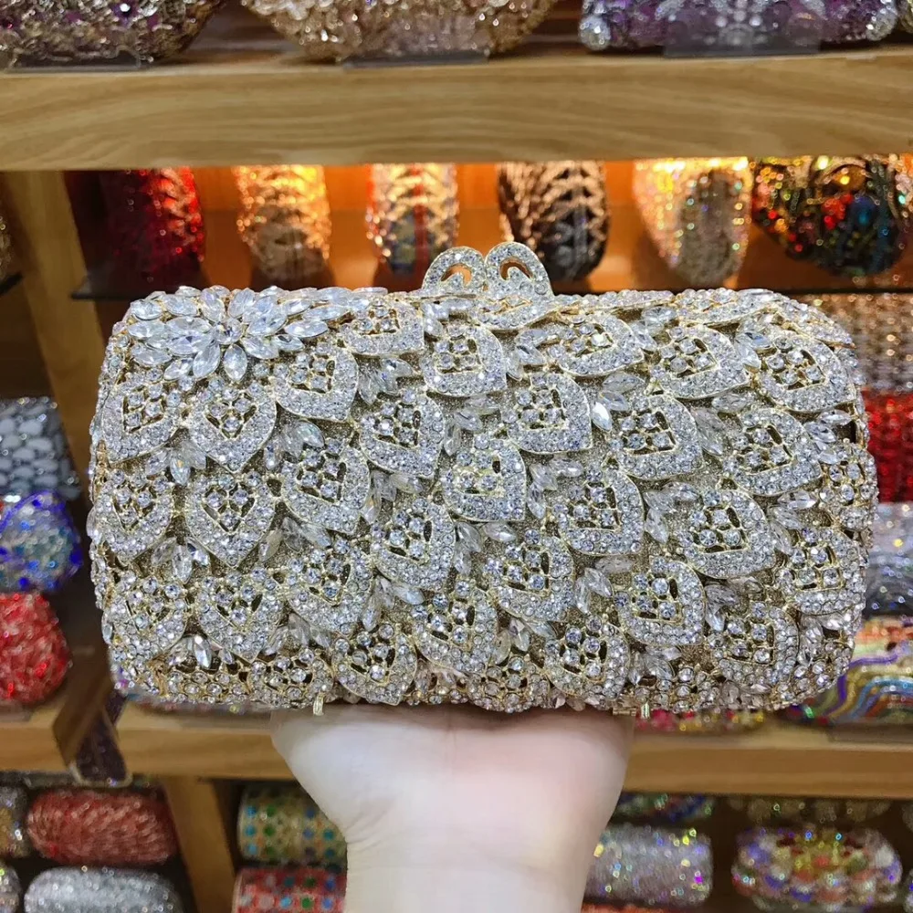Красный/Золотой/Серебряный женский клатч с листьями вечерние сумки кристаллами