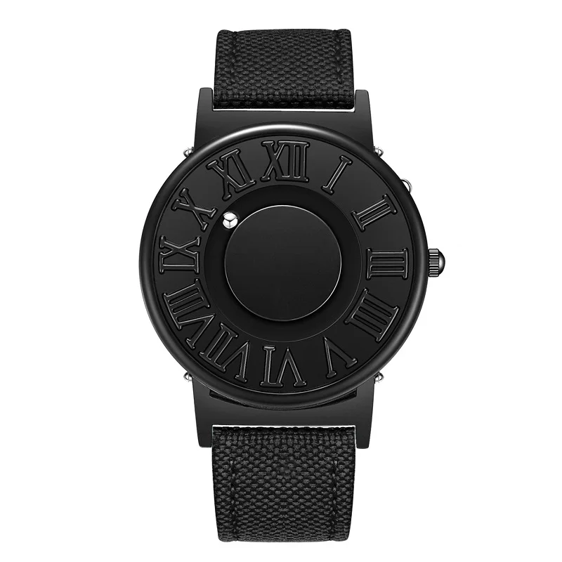 Black Canvas Strap EUTOUR часы мужские холст кожаный ремешок мужские часы магнитный шар показать кварцевые часы модные мужские часы наручные часы - Цвет: Black Canvas Strap