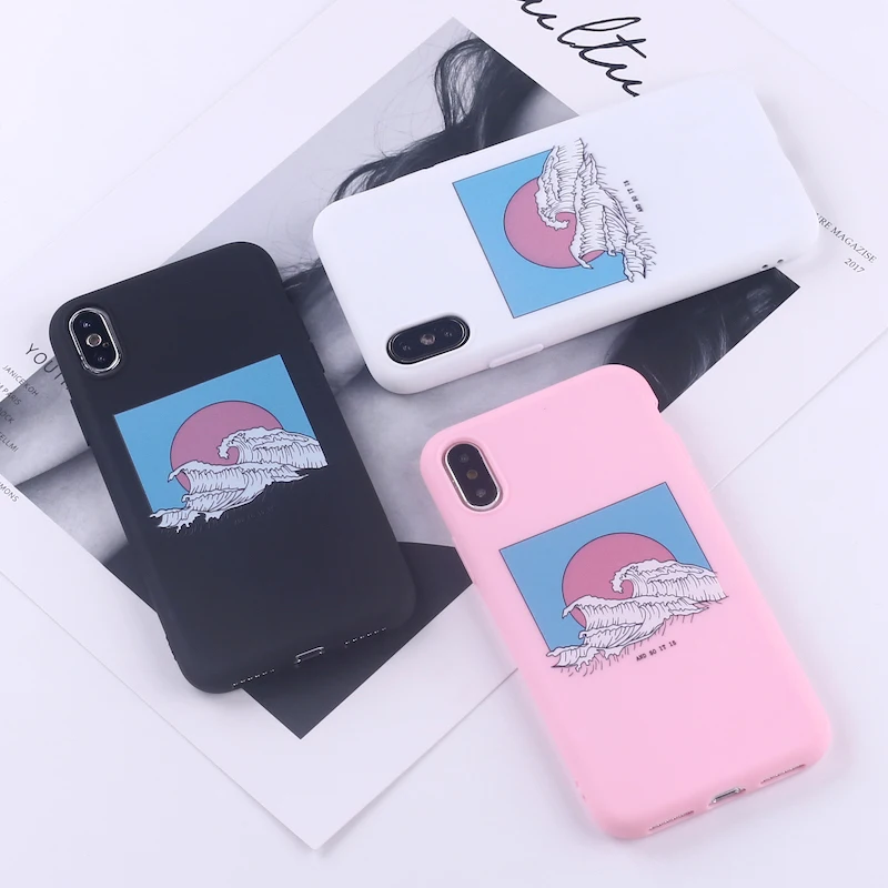 Мягкий силиконовый чехол для телефона с надписью Great Wave off Kanagawa карамельный iPhone 11