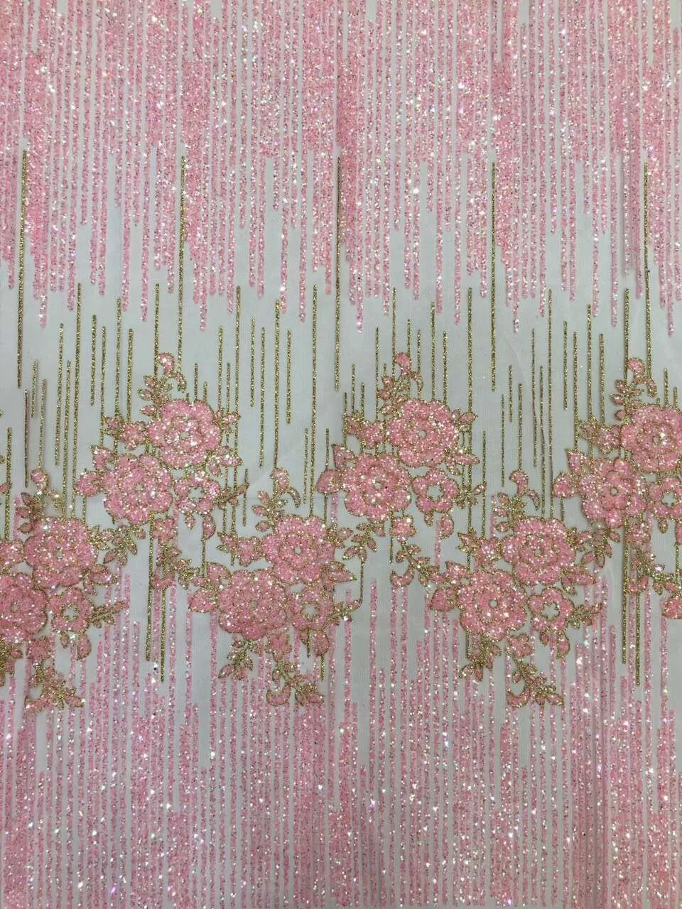 

Блестящая сетчатая африканская индийская кружевная ткань с ручным принтом для свадебного/вечернего платья розового цвета