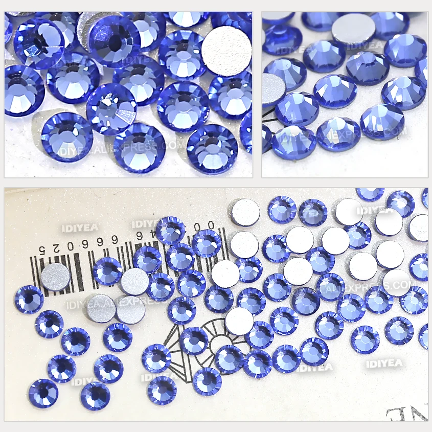 Lt.Sapphire SS3 SS4 SS5 SS6 SS10 SS20 SS30 для дизайна ногтей Стразы Блестящий плоский задник