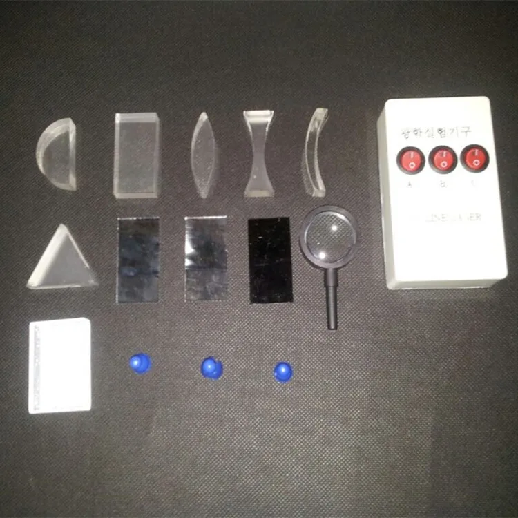 

Physical optics teaching instruments Optical experiment box Three way laser Convex concave mirror prism with 15 parts