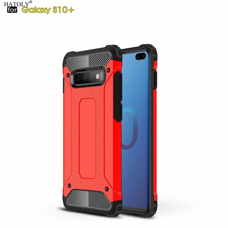 HATOLY For Coque Samsung Galaxy S10 Plus Case Heavy Armor Slim Hard Rubber Cover Silicon Phone for S10Plus | Мобильные телефоны и