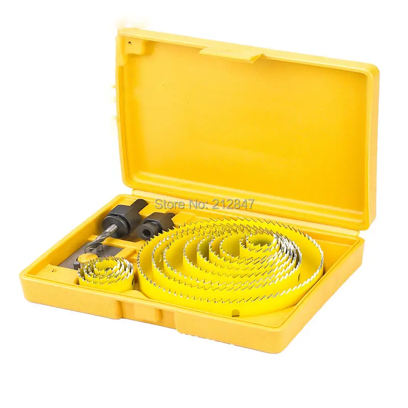 

19mm to 127mm Cutting Diameter Drill Bit Hole Saw Cutter Set Yellow 13 in 1