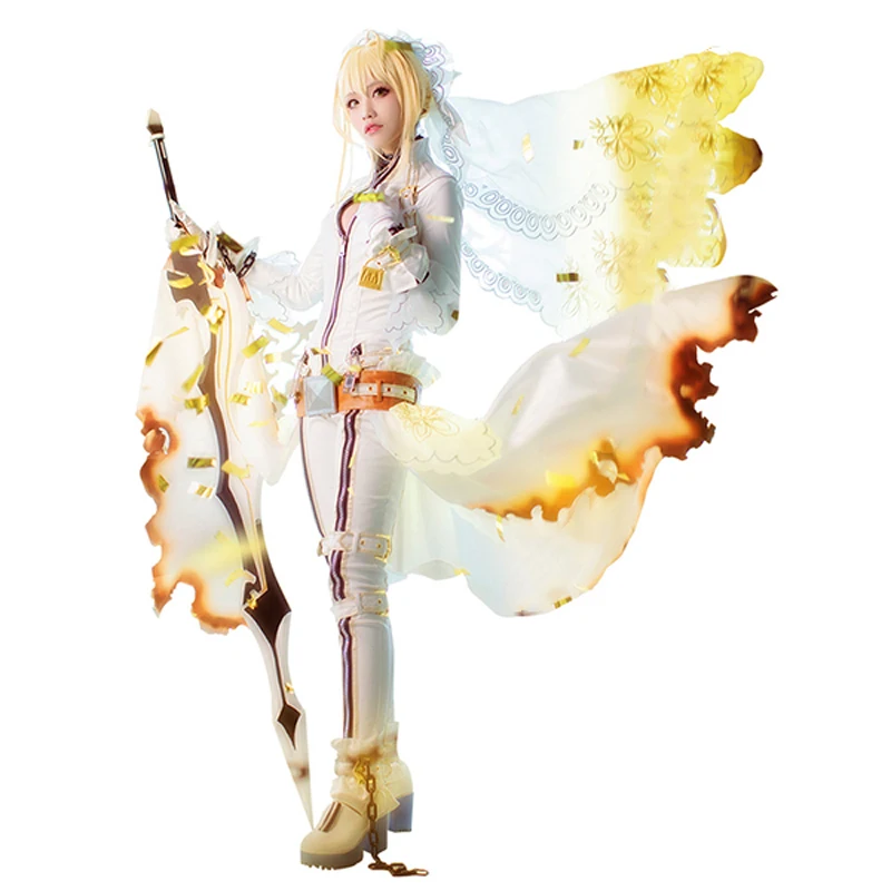 Fate Grand Order Saber Nero Cosplay Costume White Bride Wedding Dress uniform Carnival Halloween costume for women Anime clothes |