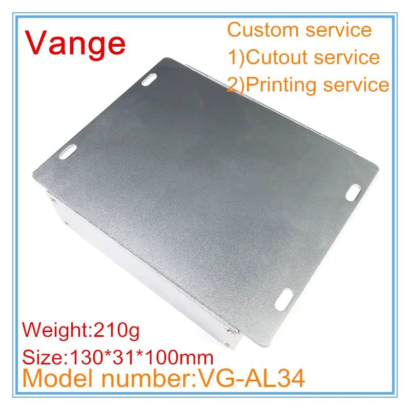 2pcs/lot silvery wall-mounted electronic junction box 130*31*100mm 6063-T5 Aluminum instrument housing for PCB module device |