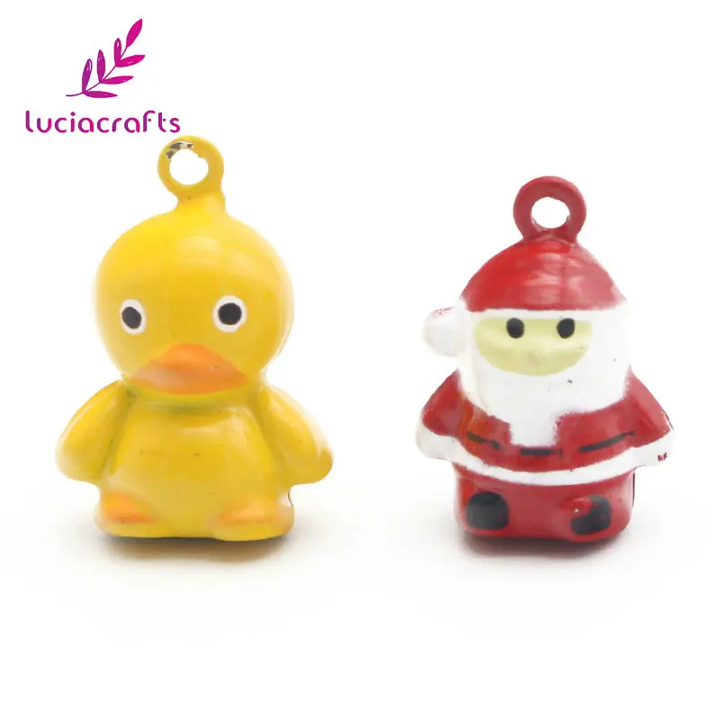 Lucia crafts 6 шт./лот 15-25 мм случайный смешанный милый мультфильм Jingle Bell Подвески Висячие DIY для украшения рождественской елки H0208