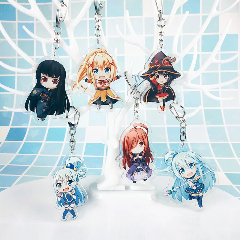 1 шт. аниме брелок kono subarashii sekai ni shukufuku wo два боковых брелоки с принтом подвески
