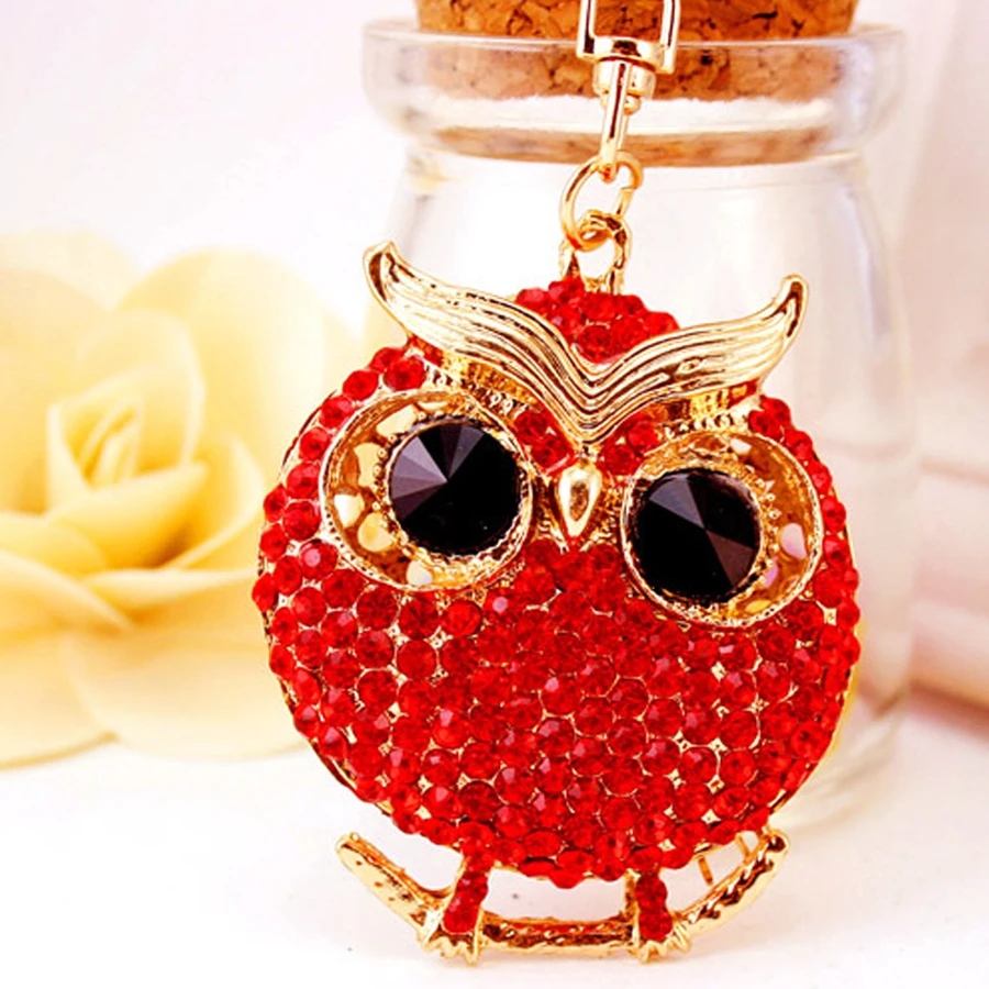 Chaveiro! Роскошный брелок с подвеской в виде совы кристаллами кольцо держатель