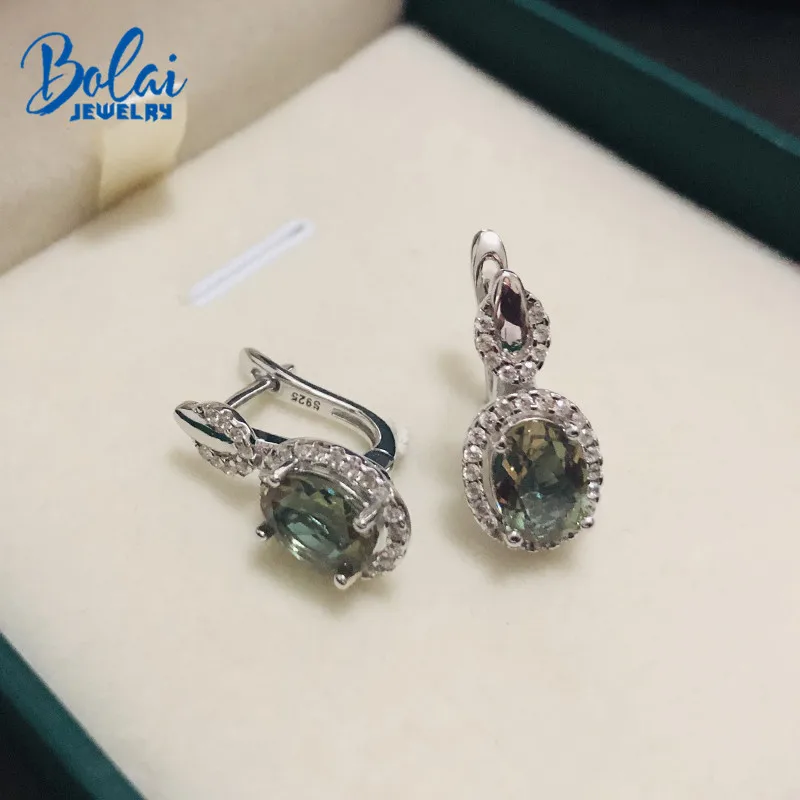 Bolai nano diaspore серьги-гвоздики, серебро 925 пробы, меняющие цвет драгоценных камней, хорошее ювелирное изделие для женщин, подружки невесты, свадебные элегантные
