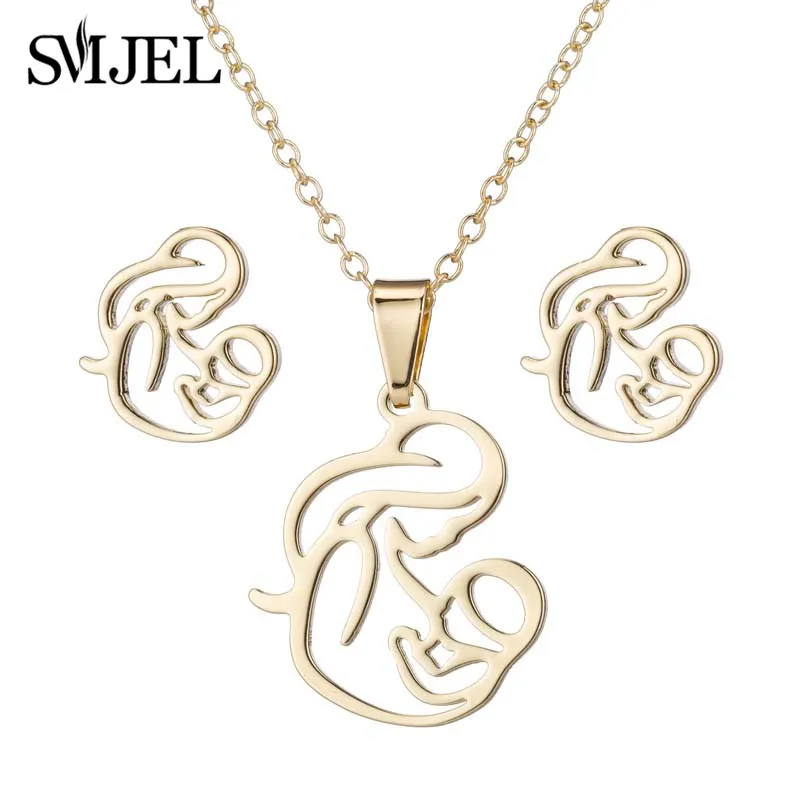 Женское Ожерелье SMJEL из нержавеющей стали для семьи и мамы модные серьги