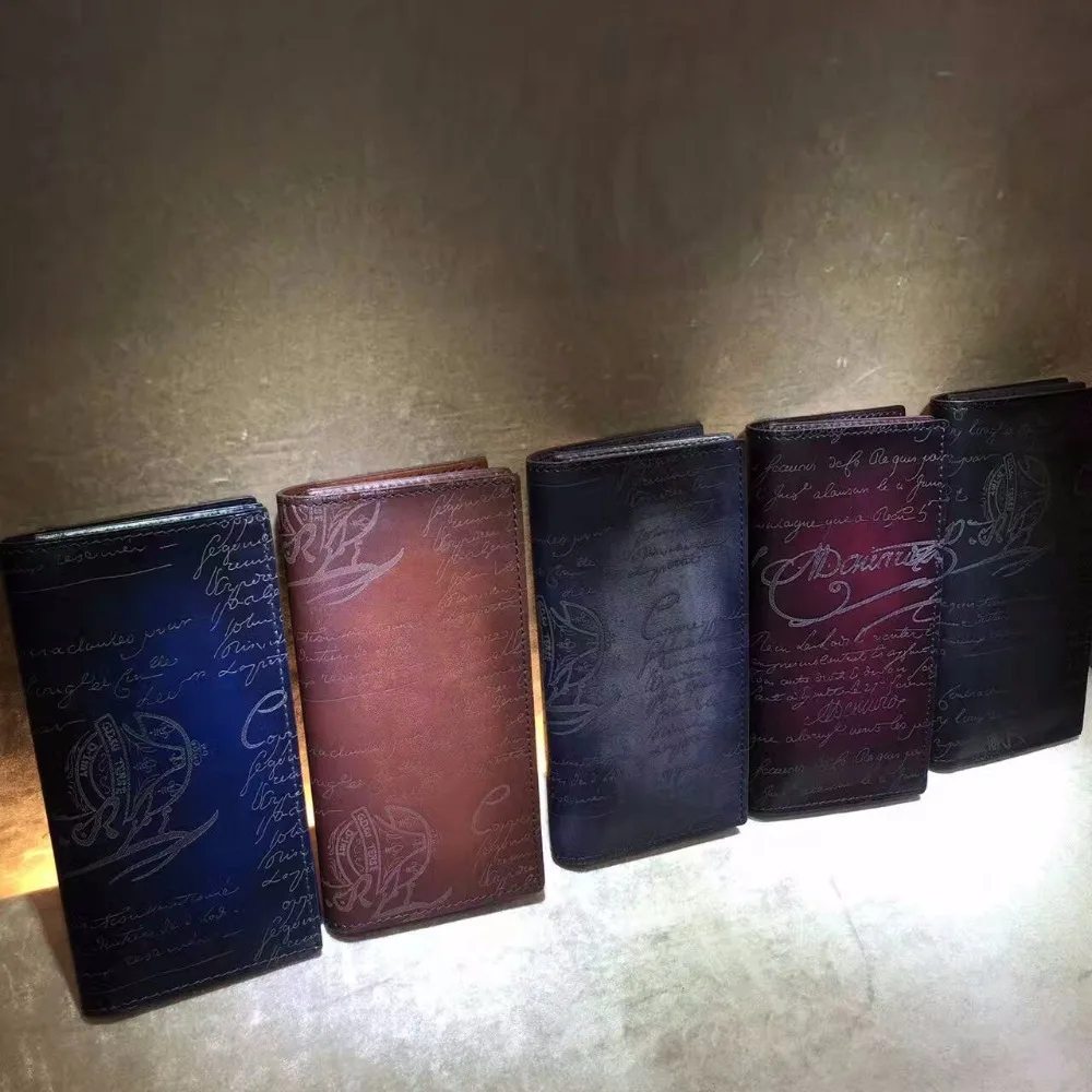 Мужской Длинный кошелек из натуральной кожи с гравировкой 6 цветов | Багаж и сумки