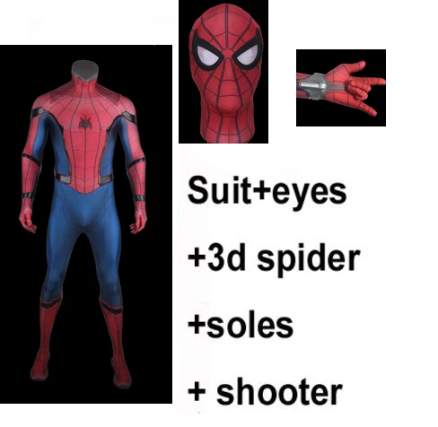 suit with shooter Ling Bultez, высокое качество, для выпускного вечера, Человек-паук, шутер с костюмом, Том, Человек-паук, костюм с 3D логотипом, новинка, Том, Человек-паук, косплей - Цвет: suit with shooter