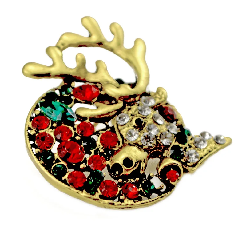 Ретро горный хрусталь Лось брошь в виде головы оленя булавки для женщин и мужчин