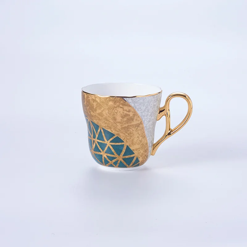 Mug 350ml Роскошный кофейный набор из костяного фарфора с золотой инкрустацией, чайный набор, расширенный горшок, чашка, керамическая кружка, сахарница, сливочник, чайный горшок, молочный кувшин - Цвет: Mug 350ml