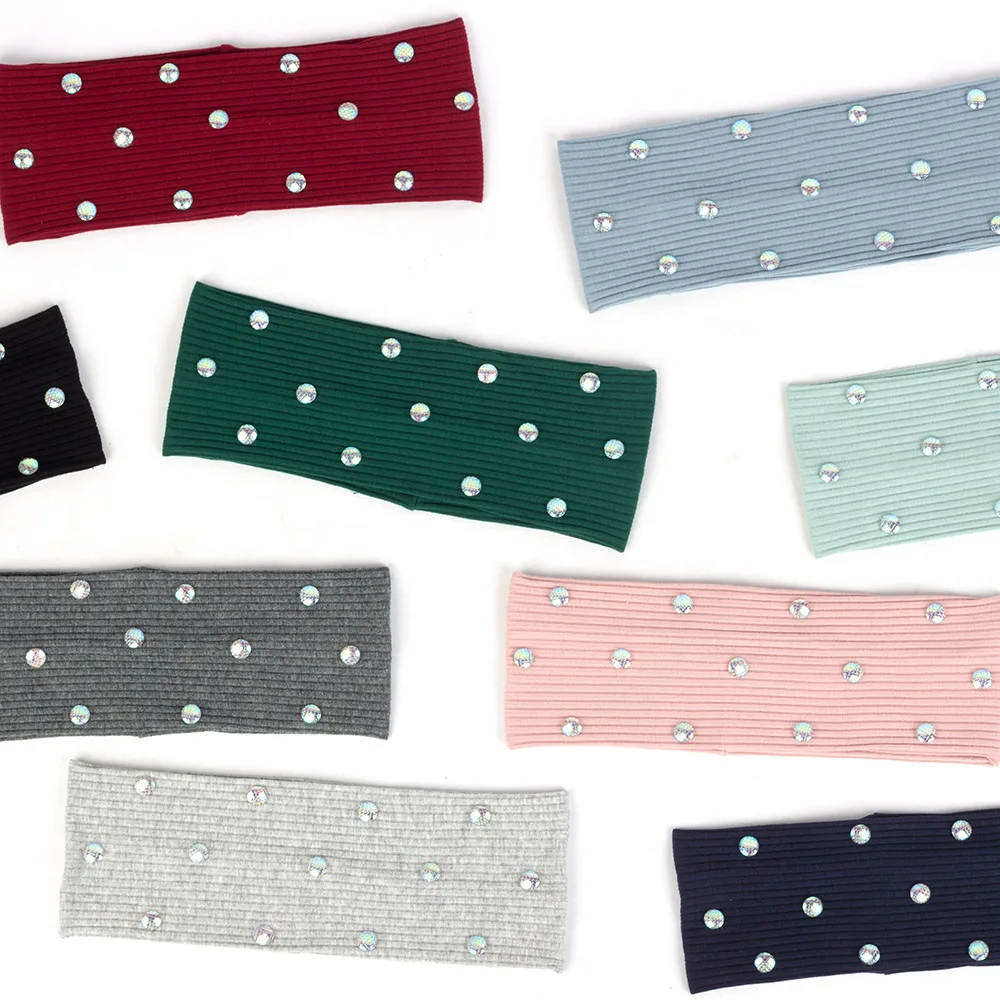 Женская широкая плоская повязка на голову хлопковая ребристая для волос яркие