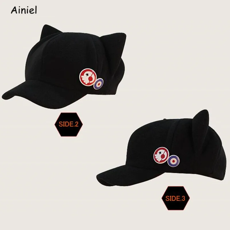 Аниме ЕВА АСУКА Кепки шапочка с кошачьими ушками милые плюшевые черная шляпа