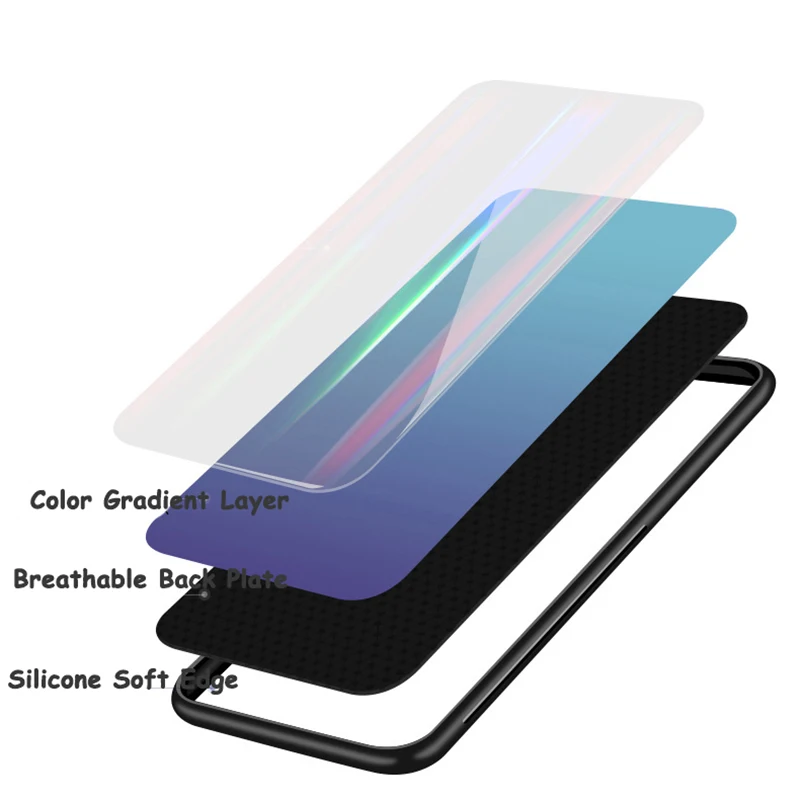 HD Gradient Tempered Glass Phone Case For iphone XR XS MAX X 8 7 6 6S Plus Shockproof Cover Hard Shell Apple Coque |