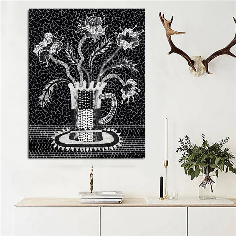 WW10025-3 Черный и белый Pumkpin холст Художественная живопись Yayoi Kusama Печать на холсте настенные художественные картины для гостиной Куадрос украшения - Цвет: WW10025-3