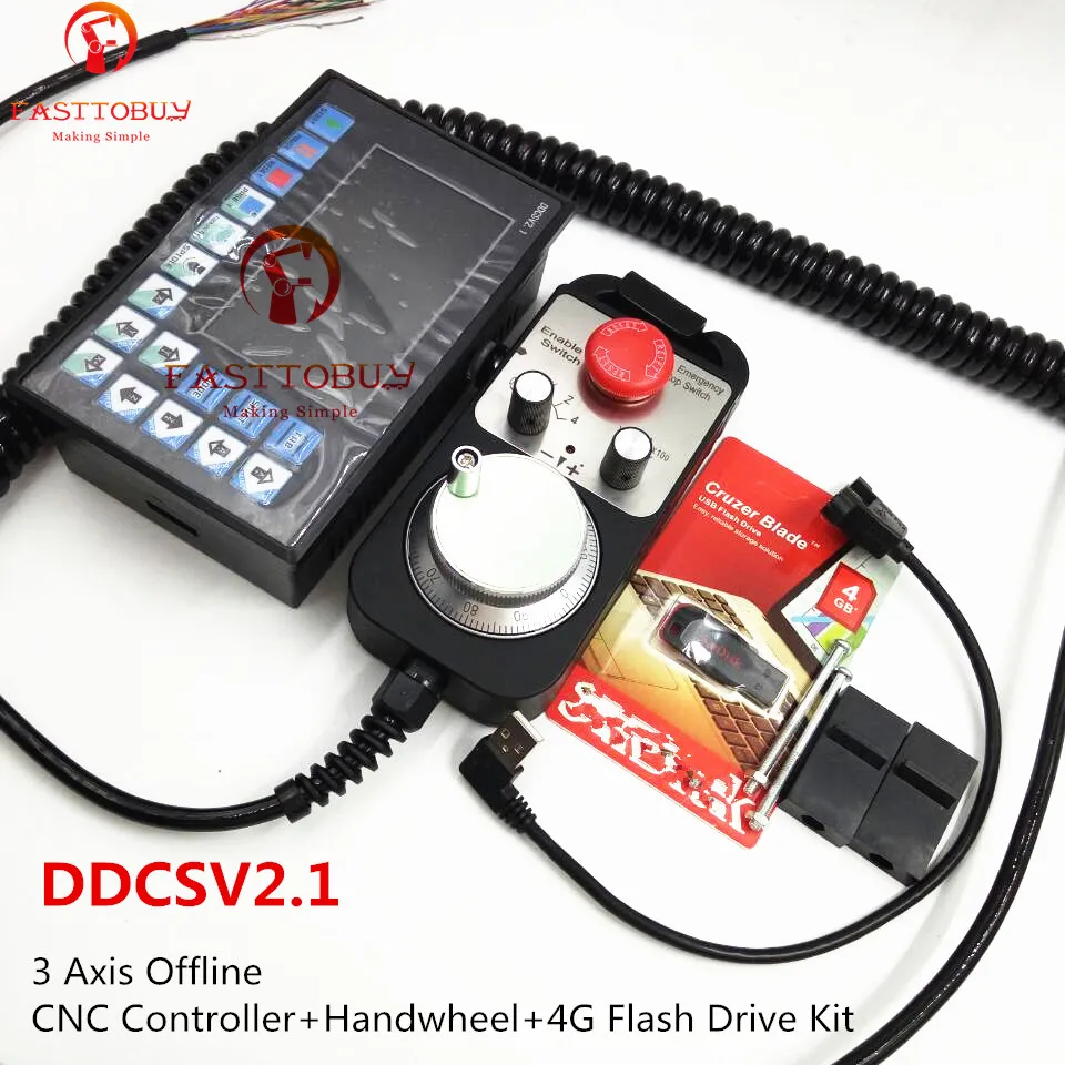 CNC 3 осевой Автономный контроллер DDCSV2.1 + маховик 4G флэш накопитель 500 кГц G код