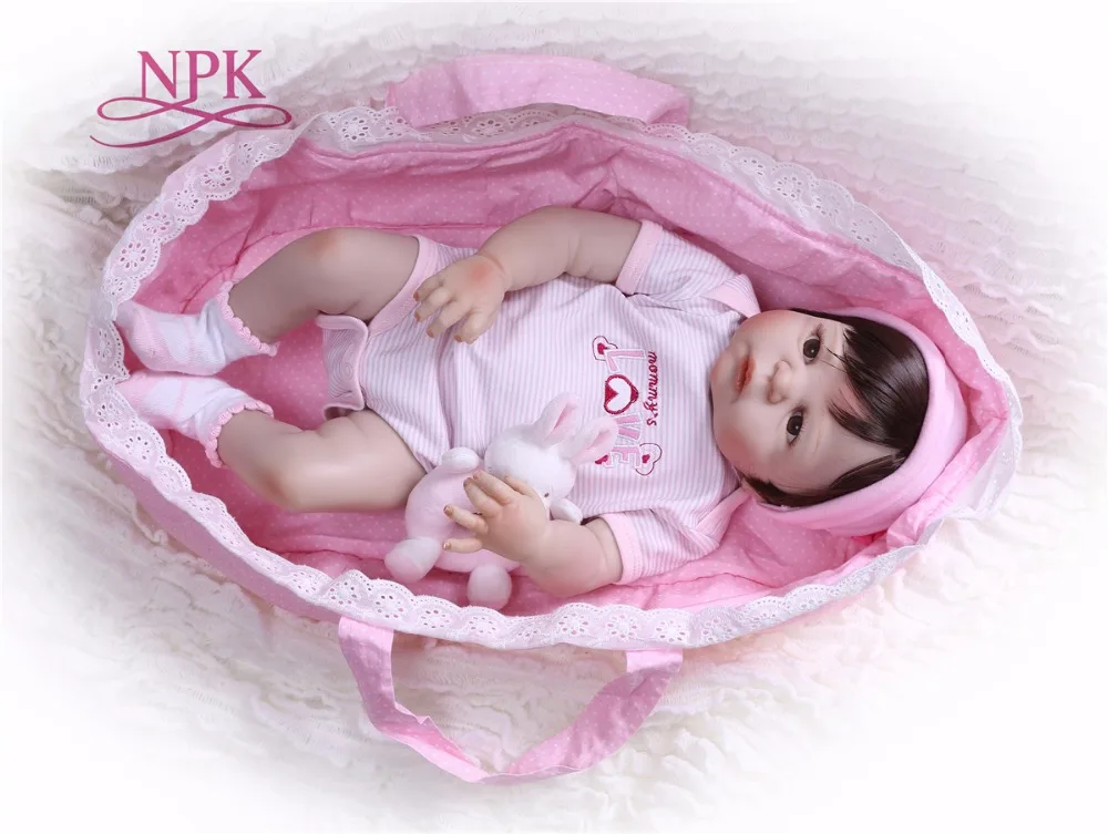 NPK Doll 22inch 57cm Reborn Baby Dolls full Silicone Bebe Vinyl Toys gifts cute plamates For Girls and boys pink | Игрушки и хобби