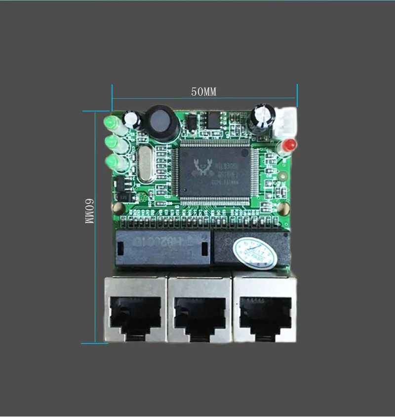 Realtek RTL8306E чипсет 90/180 градусов RJ45 3 порта мини ethernet коммутационная плата Заводская поддержка OEM ODM сетевые переключатели pcb