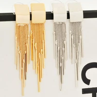 exaggerated long gold tassel earrings square sexy metal tassel drop earrings jewelry for women best gift