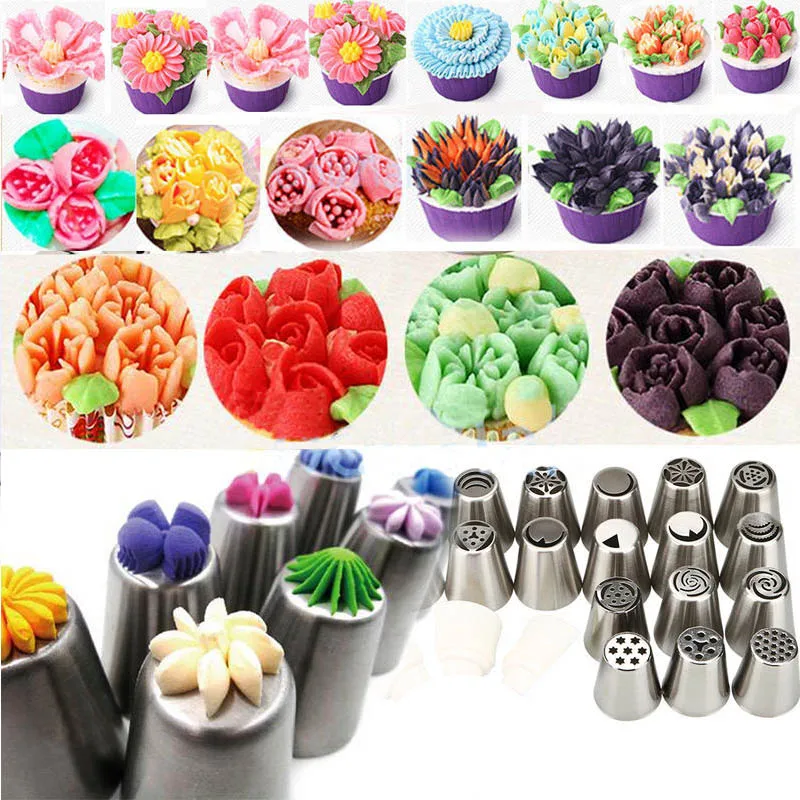 

48PCS Russian Tulip Stainless Steel Icing Piping Nozzles Tips Pastry Cake Decorating Decoration Tools for the Kitchen Baking