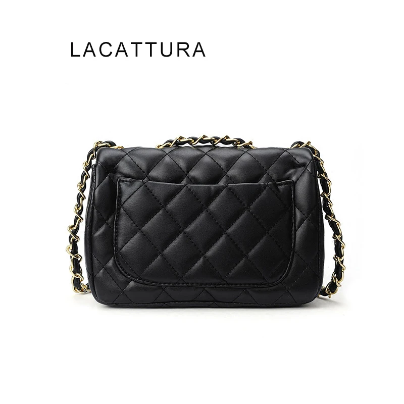 LACATTURA Classic Type Luxy Brand Design Women Shoulder Bag Top Quality PU Small Flap With Chain Fashional Lady Crossbody |