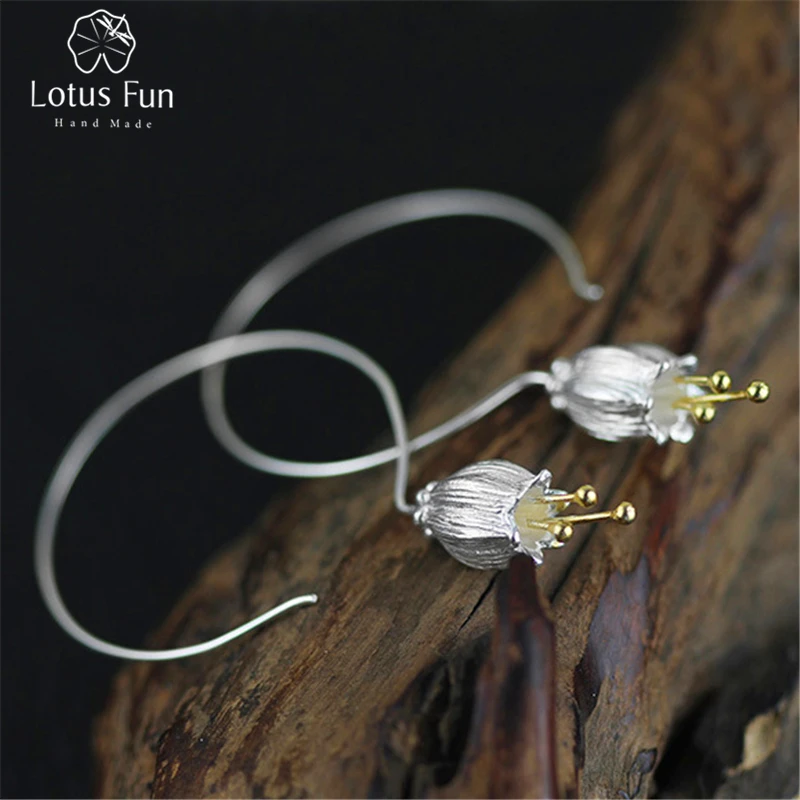 Lotus Fun Настоящее серебро 925 проба Натуральный творческий ручной работы ювелирные