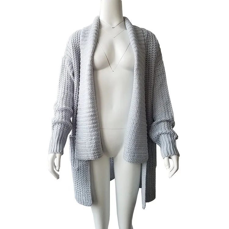 S-3xl Turn-down Collar Long Sleeve Asymmetrical Hem Knitted Sweater Double Pocket 2019 Winter Irregular Black Cardigan Woman |
